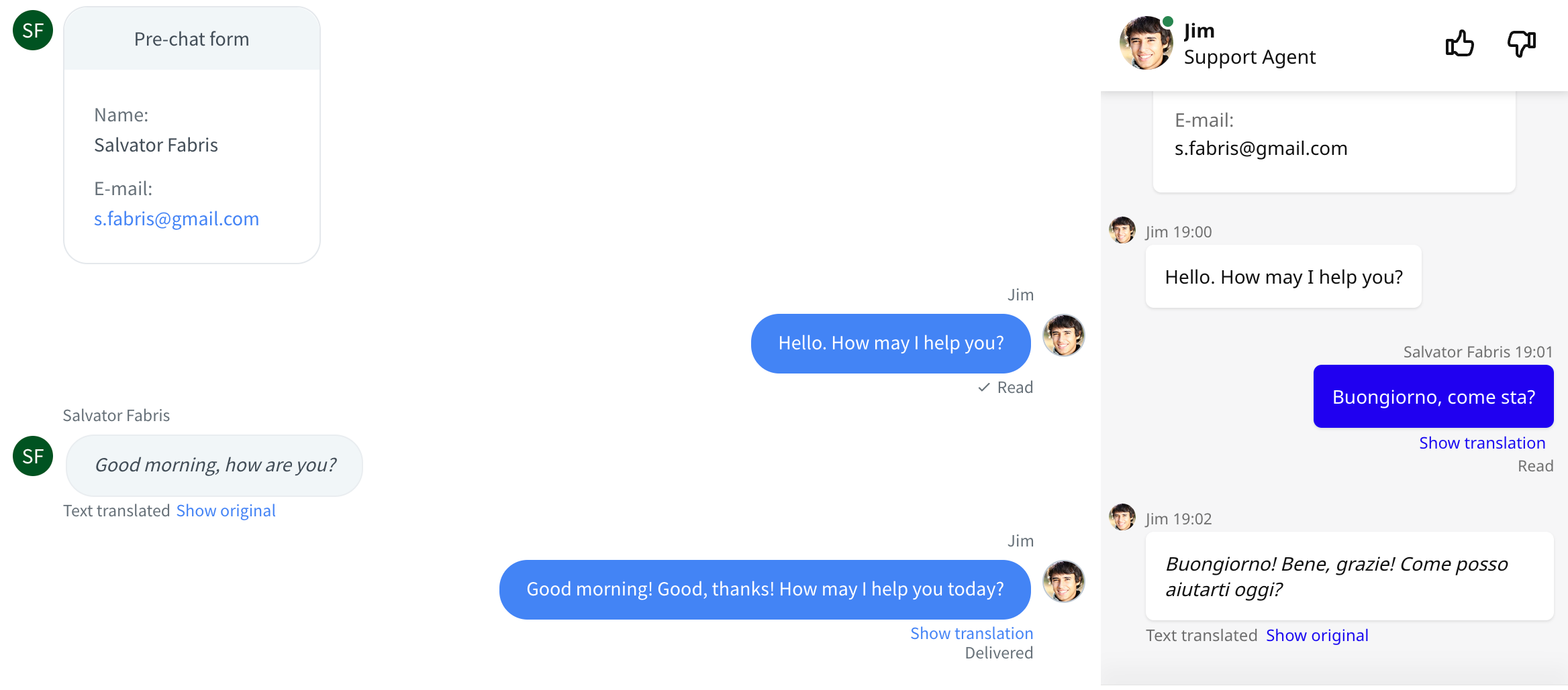 Translators for LiveChat