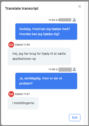 transcript modal