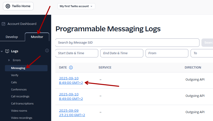SMS logs